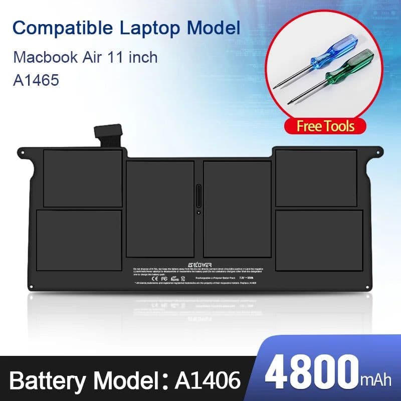 image-SKOWER Laptop Battery For Apple Macbook Air 11 13 Inch A1466 A1370 A1369 A1465 Replacement A1375 A1406 A1405 A1377 Batteries