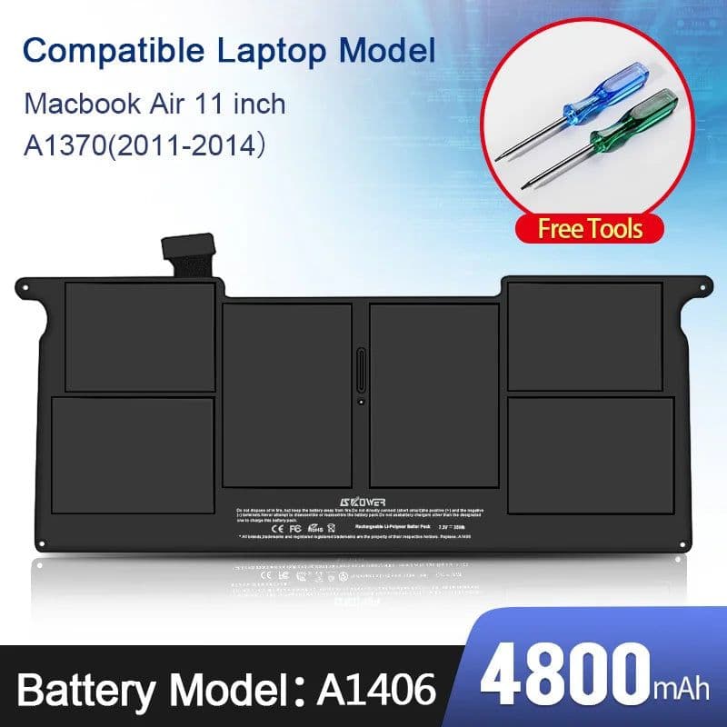 image-SKOWER Laptop Battery For Apple Macbook Air 11 13 Inch A1466 A1370 A1369 A1465 Replacement A1375 A1406 A1405 A1377 Batteries