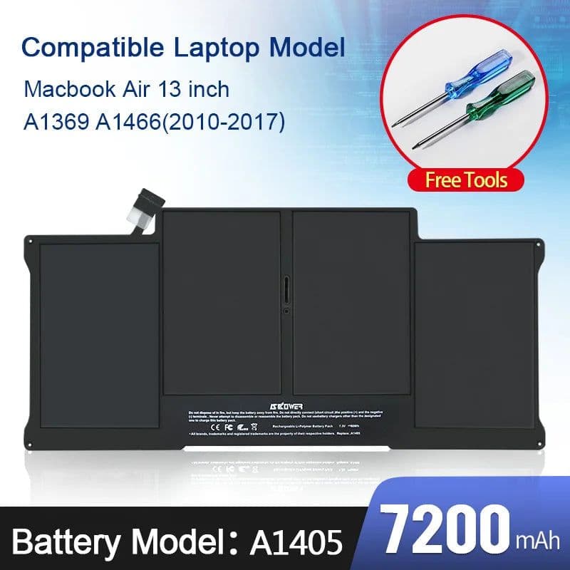 image-SKOWER Laptop Battery For Apple Macbook Air 11 13 Inch A1466 A1370 A1369 A1465 Replacement A1375 A1406 A1405 A1377 Batteries