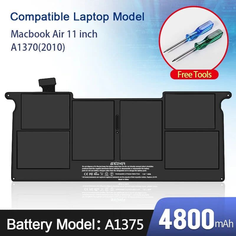 image-SKOWER Laptop Battery For Apple Macbook Air 11 13 Inch A1466 A1370 A1369 A1465 Replacement A1375 A1406 A1405 A1377 Batteries