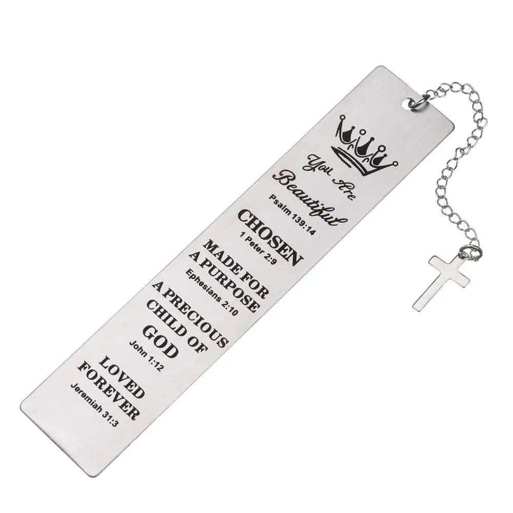 image-Inspirational Metal Pendant Bookmark Book Clip Gift Box Pagination Mark