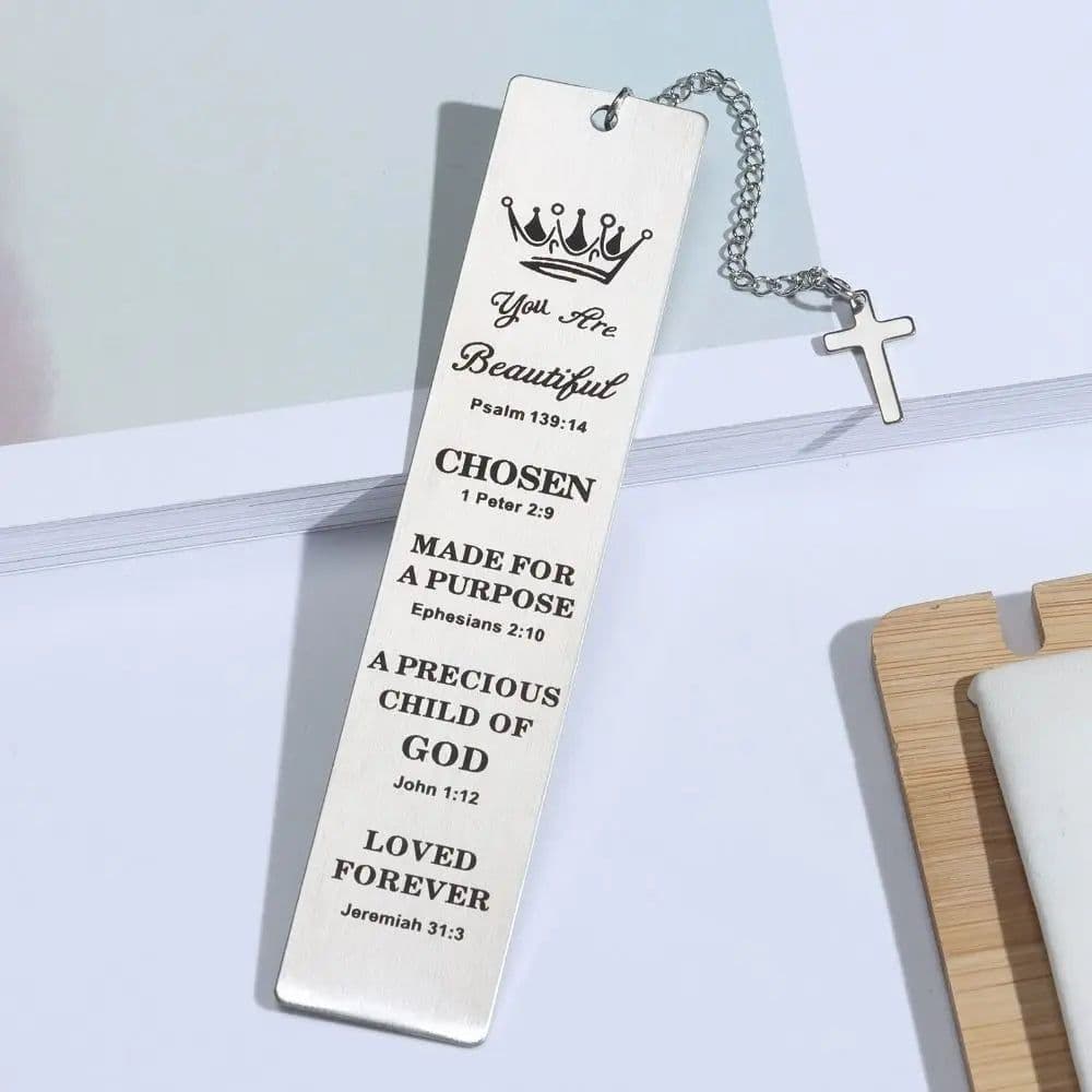 image-Inspirational Metal Pendant Bookmark Book Clip Gift Box Pagination Mark