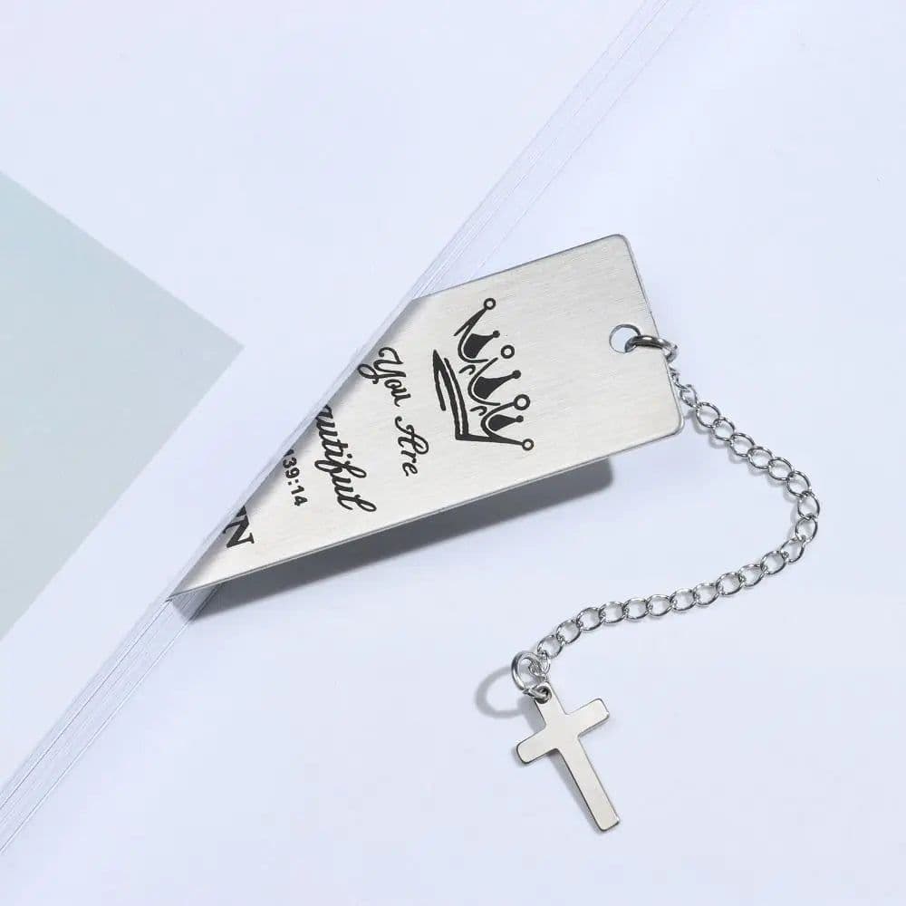 image-Inspirational Metal Pendant Bookmark Book Clip Gift Box Pagination Mark