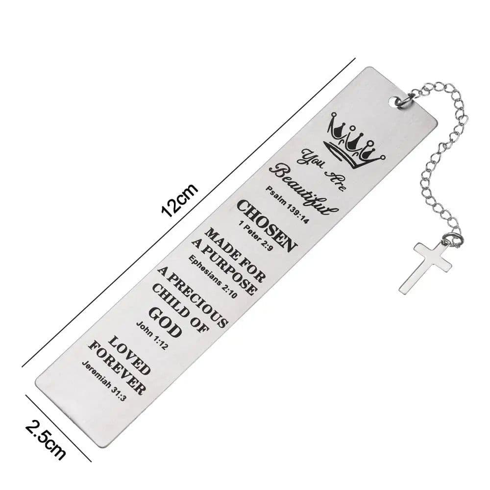 image-Inspirational Metal Pendant Bookmark Book Clip Gift Box Pagination Mark