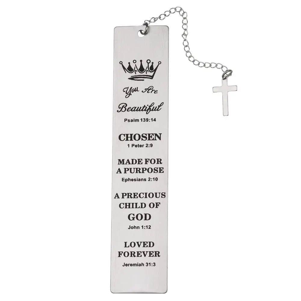 image-Inspirational Metal Pendant Bookmark Book Clip Gift Box Pagination Mark