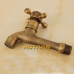 image-Long garden use Bibcock faucet tap crane Antique Brass Finish Bathroom Wall Mount Washing Machine Water Faucet Taps YT-5158