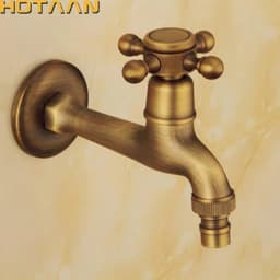 image-Long garden use Bibcock faucet tap crane Antique Brass Finish Bathroom Wall Mount Washing Machine Water Faucet Taps YT-5158