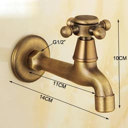 image-Long garden use Bibcock faucet tap crane Antique Brass Finish Bathroom Wall Mount Washing Machine Water Faucet Taps YT-5158