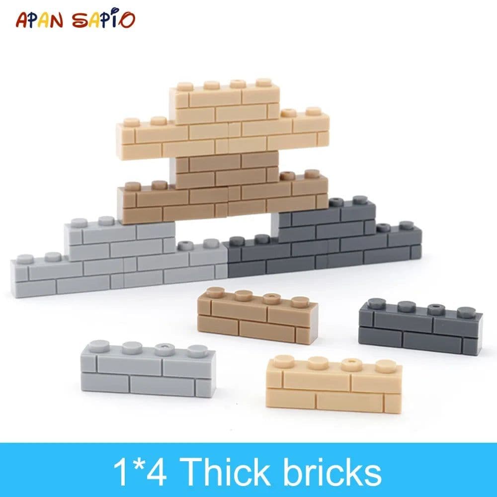 image-50pcs DIY Building Blocks Thick wall Figures Bricks 1x4 Dots Educational Creative Size Compatible With Brands Toys for Children