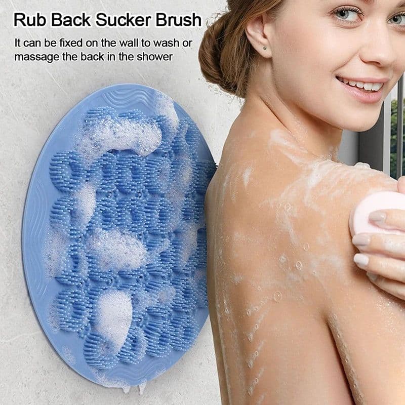 image-30cm Body Exfoliating Massage Brush Bathroom Non-slip Shower Mat Back Massage Brush Silicone Foot Wash Body Cleaning Bath Tools