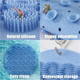 image-30cm Body Exfoliating Massage Brush Bathroom Non-slip Shower Mat Back Massage Brush Silicone Foot Wash Body Cleaning Bath Tools