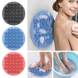 image-30cm Body Exfoliating Massage Brush Bathroom Non-slip Shower Mat Back Massage Brush Silicone Foot Wash Body Cleaning Bath Tools
