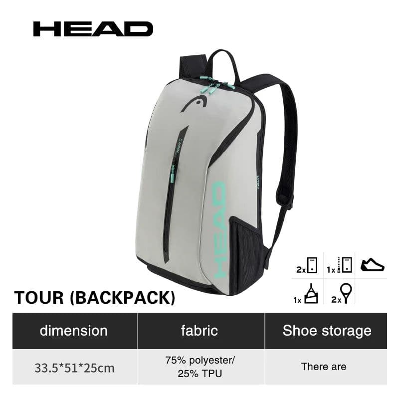 image-Genuine HEAD Tennis Bag Tour Team Tennis Racket Backpack Male Multifunctional Sports Bag Female Tenis Padel Racket Bag Badminton