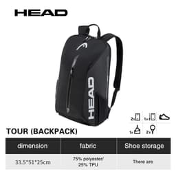 image-Genuine HEAD Tennis Bag Tour Team Tennis Racket Backpack Male Multifunctional Sports Bag Female Tenis Padel Racket Bag Badminton