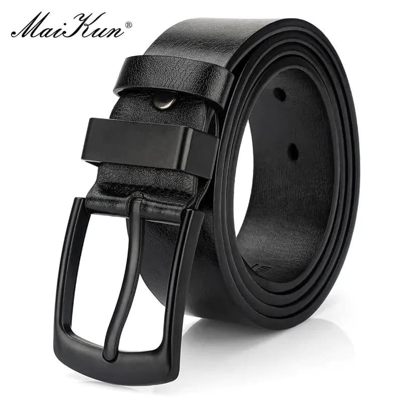 image-Maikun Men's Vintage Casual Belt Black Pin Buckle Student Versatile Leather Wide Belt
