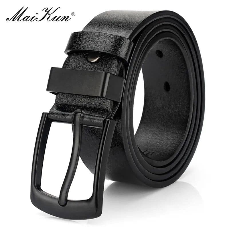 image-Maikun Men's Vintage Casual Belt Black Pin Buckle Student Versatile Leather Wide Belt