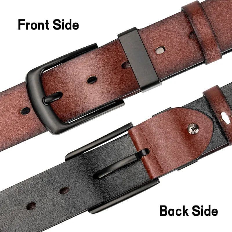 image-Maikun Men's Vintage Casual Belt Black Pin Buckle Student Versatile Leather Wide Belt
