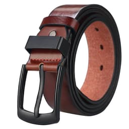 image-Maikun Men's Vintage Casual Belt Black Pin Buckle Student Versatile Leather Wide Belt
