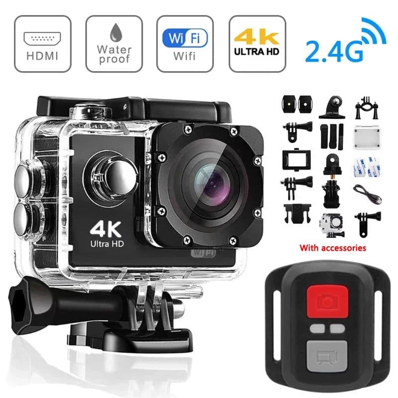 image-Ultra HD 4K Action Camera 1080P/30FPS 2.0 inch Screen WiFi Remote Control Mini Cameras Waterproof DV Helmet Go Sport Camera Pro