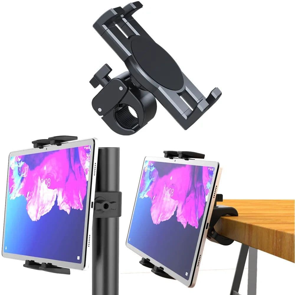 image-Handlebar Tablet Clamp Mount for 4.7 to 13 inch Motorcycle Bicycle Scooter Clip Phone Holder for iPad 12.9 S8 S7 Fe Plus Stand