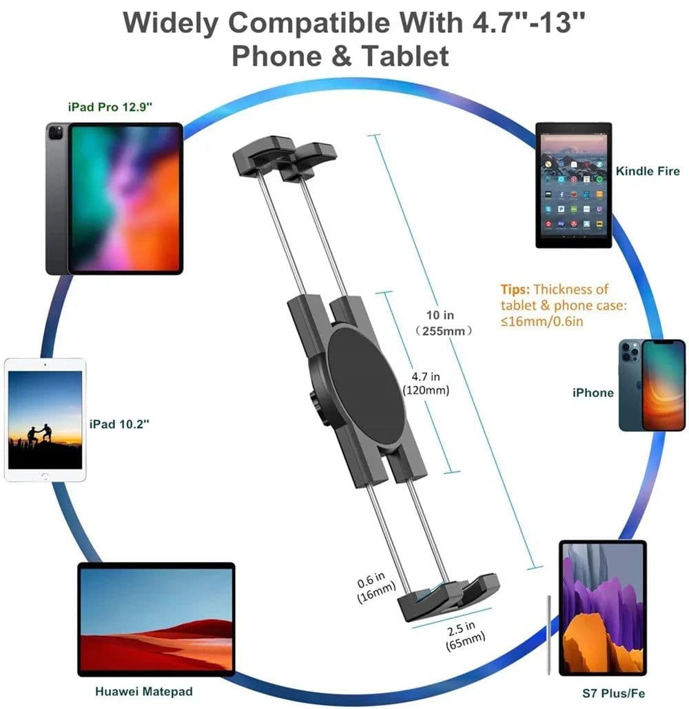 image-Handlebar Tablet Clamp Mount for 4.7 to 13 inch Motorcycle Bicycle Scooter Clip Phone Holder for iPad 12.9 S8 S7 Fe Plus Stand