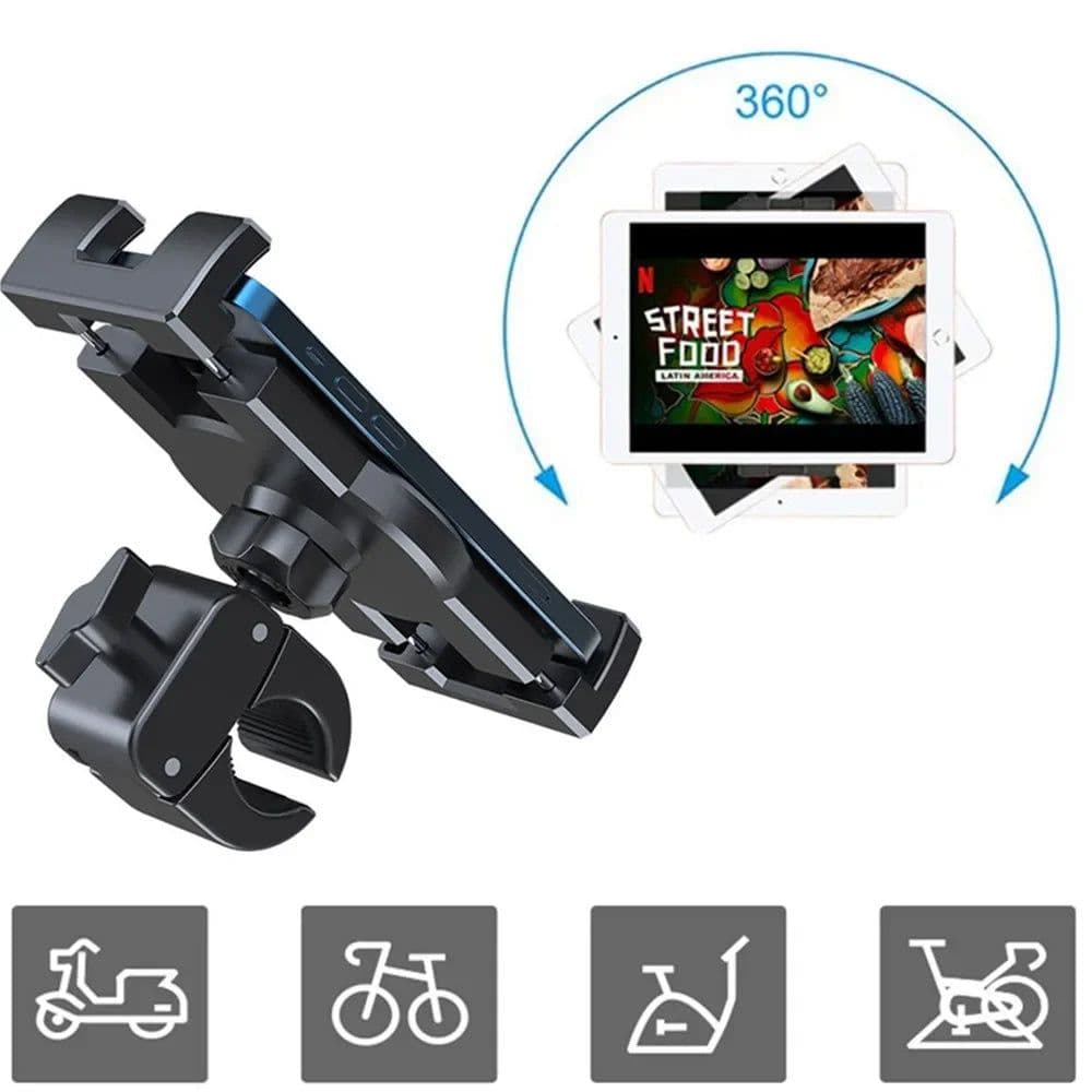image-Handlebar Tablet Clamp Mount for 4.7 to 13 inch Motorcycle Bicycle Scooter Clip Phone Holder for iPad 12.9 S8 S7 Fe Plus Stand