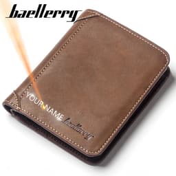 image-Baellerry Classic Men Wallets Name Customized Card Holder Short Male Purse Fashion High Quality PU Leather Wallet For Men