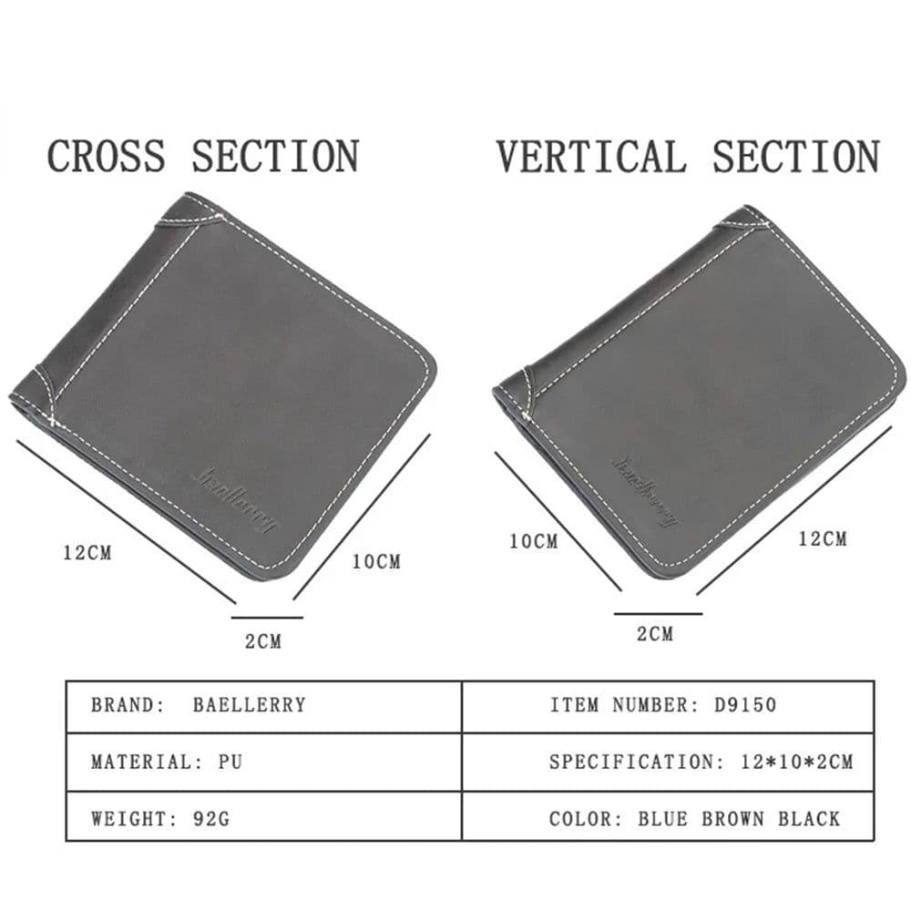 image-Baellerry Classic Men Wallets Name Customized Card Holder Short Male Purse Fashion High Quality PU Leather Wallet For Men