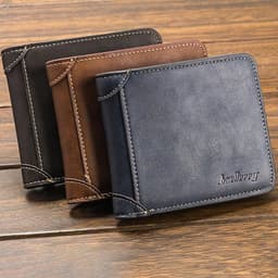 image-Baellerry Classic Men Wallets Name Customized Card Holder Short Male Purse Fashion High Quality PU Leather Wallet For Men
