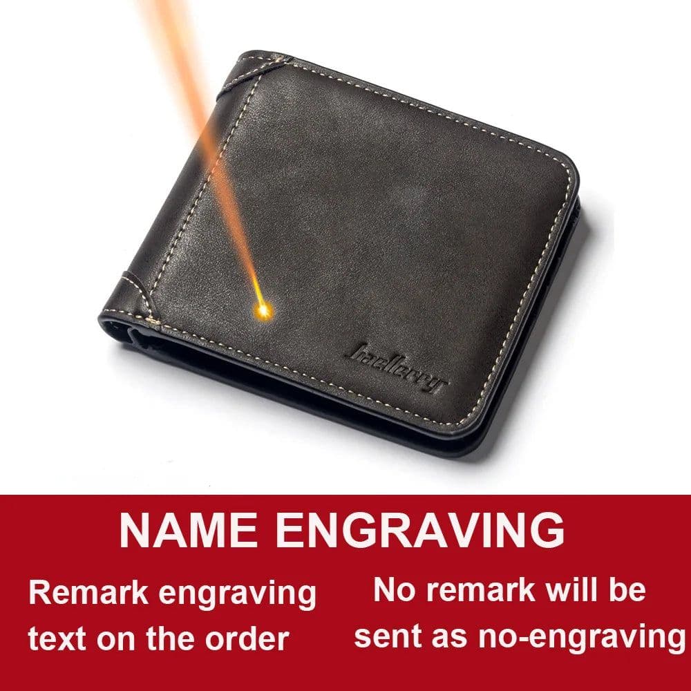 image-Baellerry Classic Men Wallets Name Customized Card Holder Short Male Purse Fashion High Quality PU Leather Wallet For Men