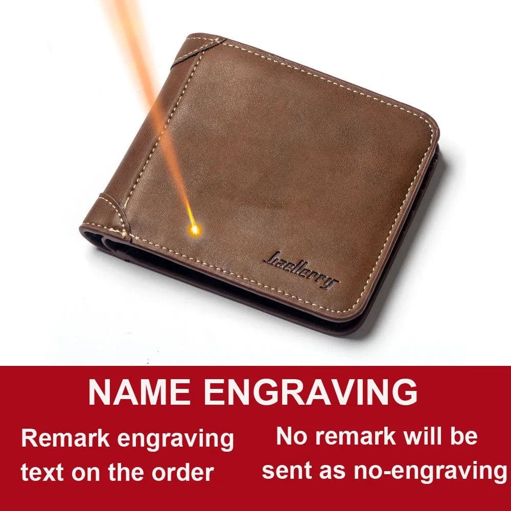 image-Baellerry Classic Men Wallets Name Customized Card Holder Short Male Purse Fashion High Quality PU Leather Wallet For Men