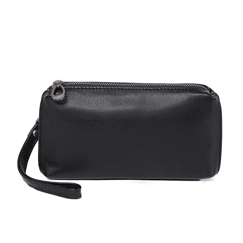 image-Men Genuine Leather Wallet Phone Bag Soft Cowhide Leather Men Cluth Bag Credit Card Holder Wallets Coin Purse Male Money Bags