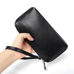 image-Men Genuine Leather Wallet Phone Bag Soft Cowhide Leather Men Cluth Bag Credit Card Holder Wallets Coin Purse Male Money Bags