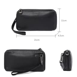 image-Men Genuine Leather Wallet Phone Bag Soft Cowhide Leather Men Cluth Bag Credit Card Holder Wallets Coin Purse Male Money Bags