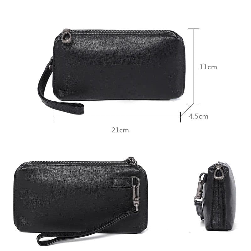 image-Men Genuine Leather Wallet Phone Bag Soft Cowhide Leather Men Cluth Bag Credit Card Holder Wallets Coin Purse Male Money Bags