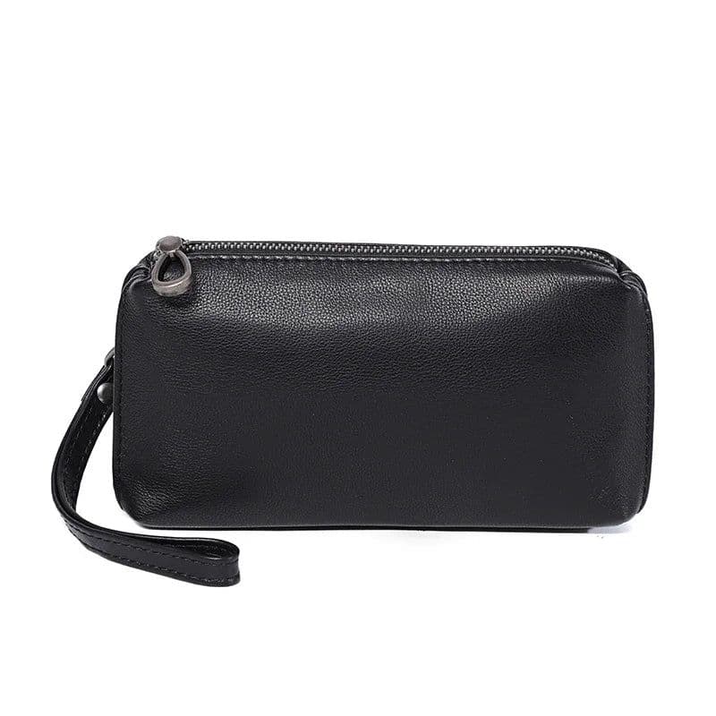 image-Men Genuine Leather Wallet Phone Bag Soft Cowhide Leather Men Cluth Bag Credit Card Holder Wallets Coin Purse Male Money Bags