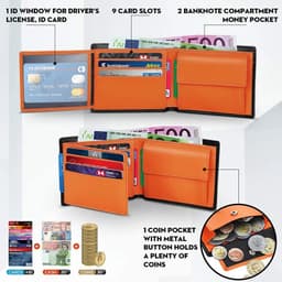image-2024 Genuine Leather Wallet Men Slim RFID Classic Soft Solid Purse Card Holder Coin Pocket ID Window Minimalist Wallets