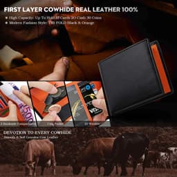 image-2024 Genuine Leather Wallet Men Slim RFID Classic Soft Solid Purse Card Holder Coin Pocket ID Window Minimalist Wallets