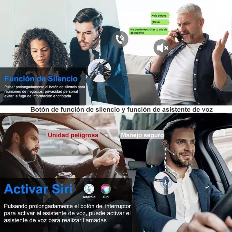 image-Wireless Headphones Bluetooth Headset With Microphone Earphones Handsfree Noise Canceling Audifonos Talking Business Driving