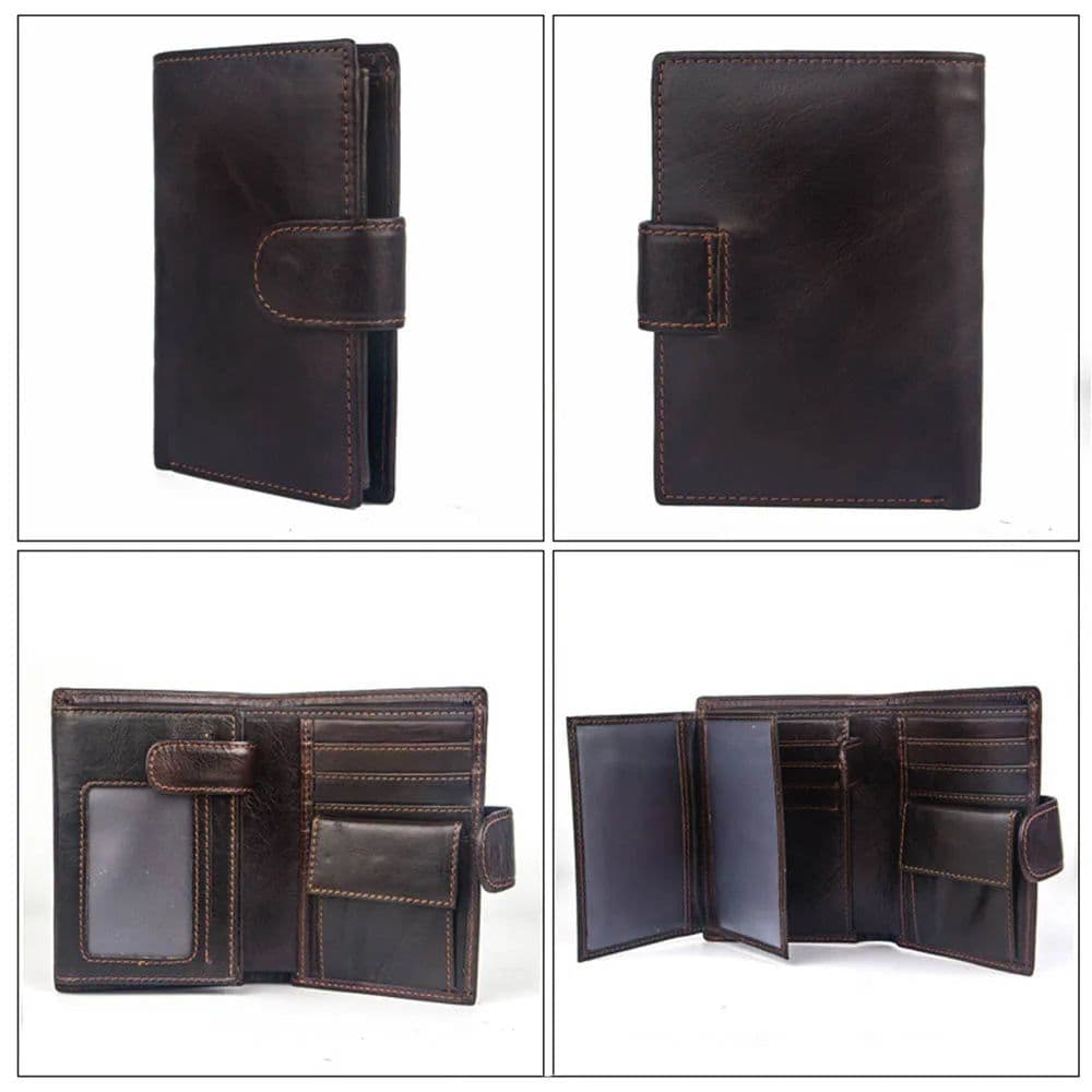 image-2022 New Leather Men Wallets Genuine Cow Leather 14 Card Holders Short Men Purse High Quality Male Wallet Can be Used Forever