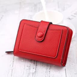 image-Women Wallets 2024 New Luxury Brand Red Black Small Mini Coin Purse Hasp Card Holder Lady Wallet Zipper Female Leather Buckle