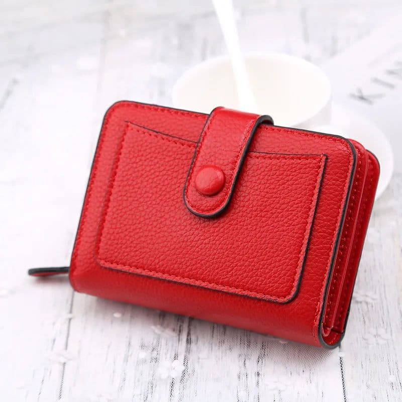 image-Women Wallets 2024 New Luxury Brand Red Black Small Mini Coin Purse Hasp Card Holder Lady Wallet Zipper Female Leather Buckle
