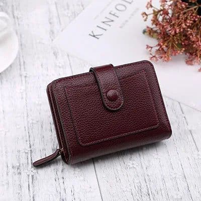 image-Women Wallets 2024 New Luxury Brand Red Black Small Mini Coin Purse Hasp Card Holder Lady Wallet Zipper Female Leather Buckle