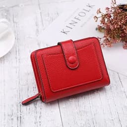 image-Women Wallets 2024 New Luxury Brand Red Black Small Mini Coin Purse Hasp Card Holder Lady Wallet Zipper Female Leather Buckle