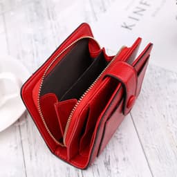 image-Women Wallets 2024 New Luxury Brand Red Black Small Mini Coin Purse Hasp Card Holder Lady Wallet Zipper Female Leather Buckle