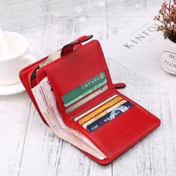 image-Women Wallets 2024 New Luxury Brand Red Black Small Mini Coin Purse Hasp Card Holder Lady Wallet Zipper Female Leather Buckle