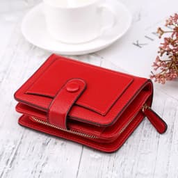 image-Women Wallets 2024 New Luxury Brand Red Black Small Mini Coin Purse Hasp Card Holder Lady Wallet Zipper Female Leather Buckle