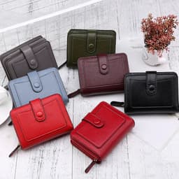 image-Women Wallets 2024 New Luxury Brand Red Black Small Mini Coin Purse Hasp Card Holder Lady Wallet Zipper Female Leather Buckle
