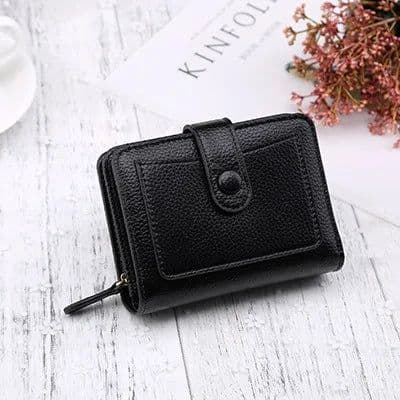 image-Women Wallets 2024 New Luxury Brand Red Black Small Mini Coin Purse Hasp Card Holder Lady Wallet Zipper Female Leather Buckle