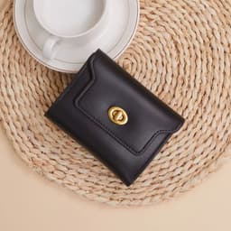 image-Custom Letters Fashion Women Short Wallet PU Leather Three Fold Wallet Small Coin Purse Ins Style Credit Card Holder Money Clip